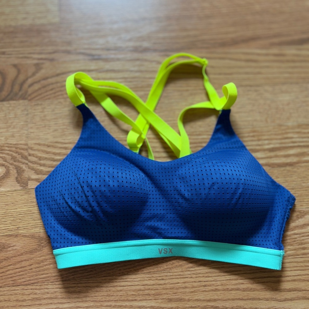VSX Blue and Yellow Bikini Top with Textured Design